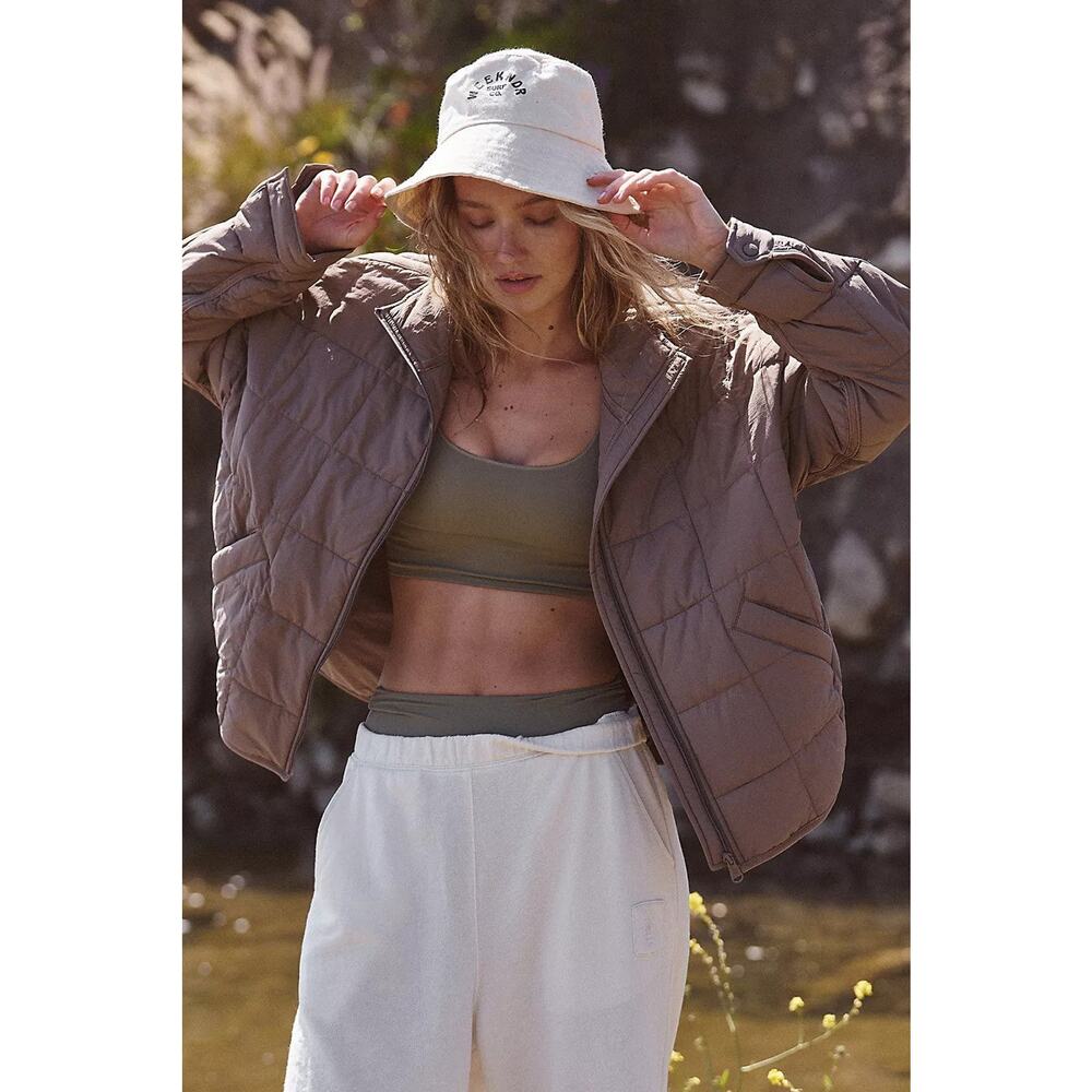 Free People Pippa Packable Puffer Jacket Fossil - M